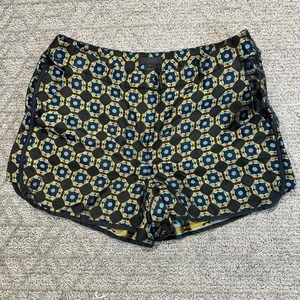 J. Crew Collection Women's Size 4 Black Blue Gold Geometric‎ Shorts Silk
